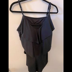 Aqua Green black tiered tankini top size XL